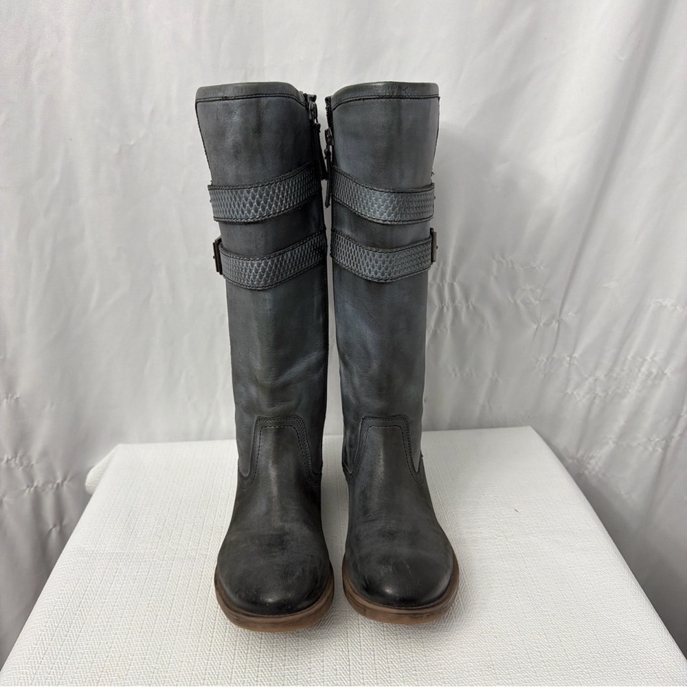 Roan By Bed Stu Date Grey Napa White Tall Leather Boot Women's Size 8 - Picture 3 of 12